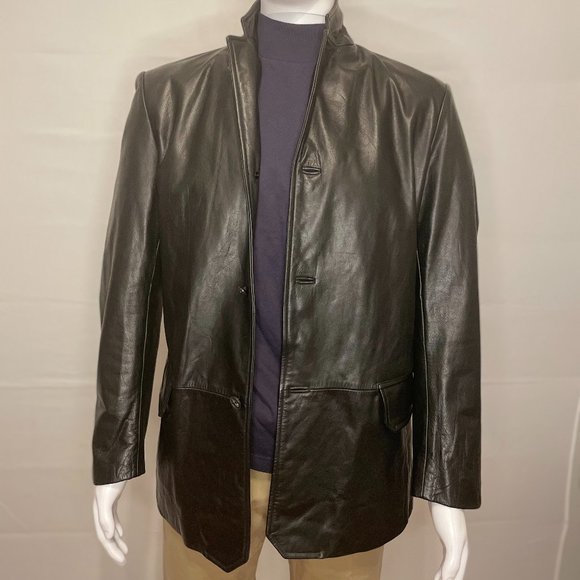 Banana Republic Black Leather Blazer - M - Picture 6 of 14